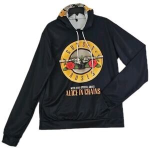 Guns N Roses Black Hoodie, Men’s Size L 90’s Y2K Heavy Metal Rock.
